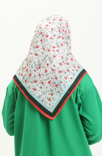 Fleur Cotton Scarf M2498-01 Red Aqua Green 2498-01