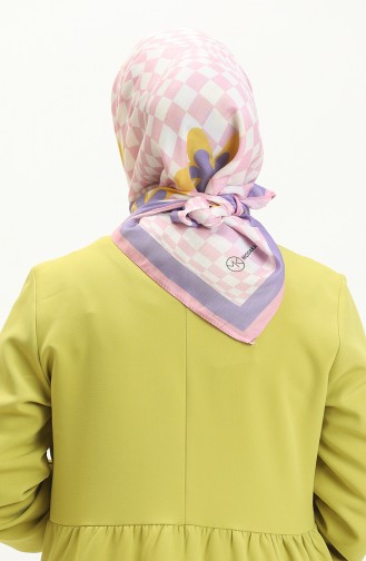 Checkered Cotton Scarf M2552-01 Pink 2552-01