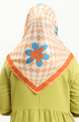 Checkered Cotton Scarf M2552-02 Orange 2552-02