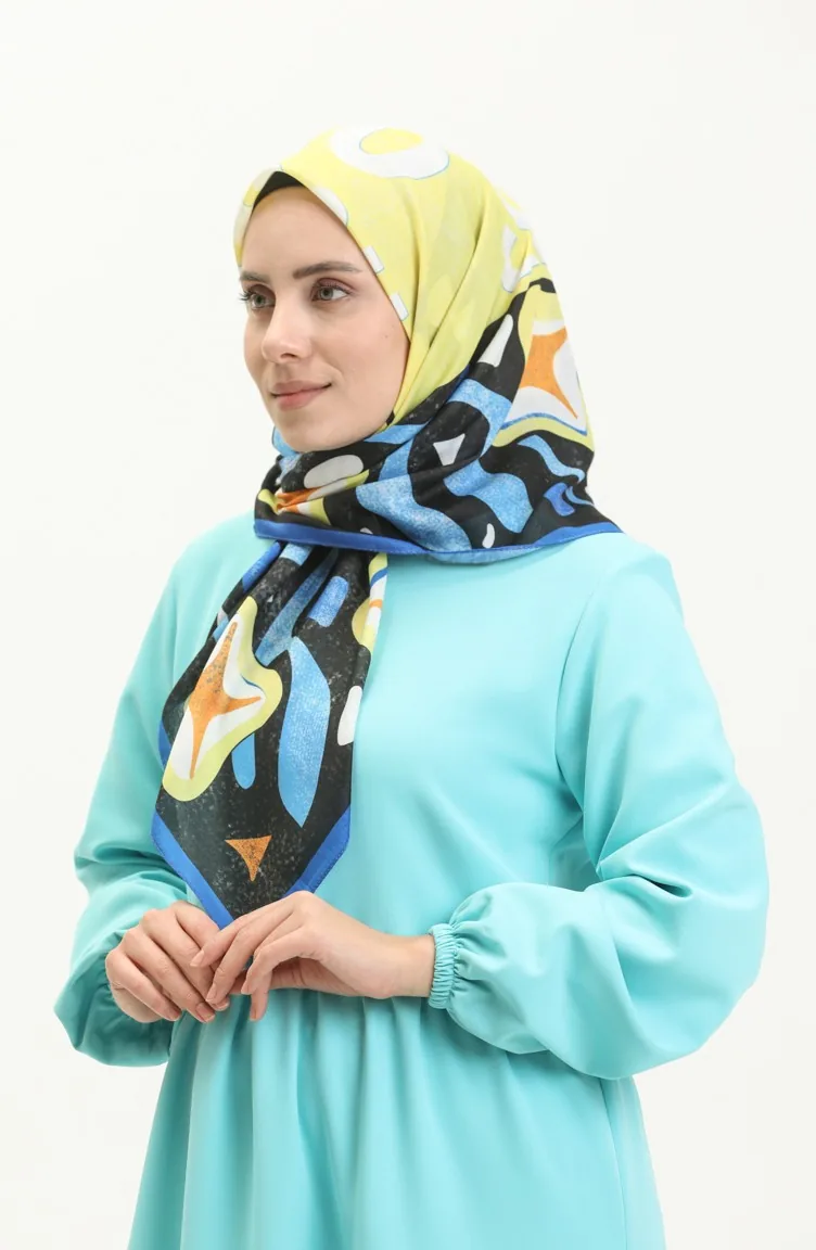House Of Scarfs Baumwolle Kopftuch M2610-01 Sax-Gelb 2610-01