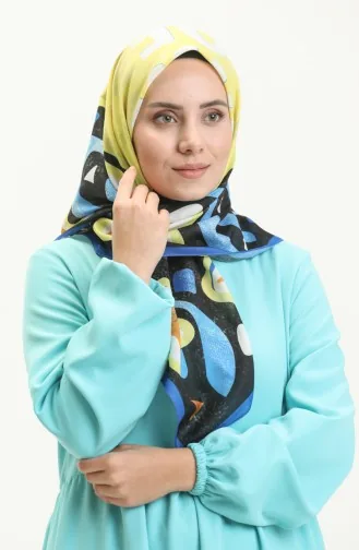 House Of Scarfs Baumwolle Kopftuch M2610-01 Sax-Gelb 2610-01