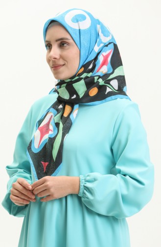House Of Scarfs Cotton Scarf M2610-02 Blue Green 2610-02