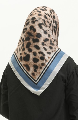 Leopar Desen Soft Eşarp 2004-03 Mavi