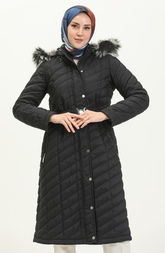 Belted Quilted Coat 505722A-02 Dark Blue 505722A-02