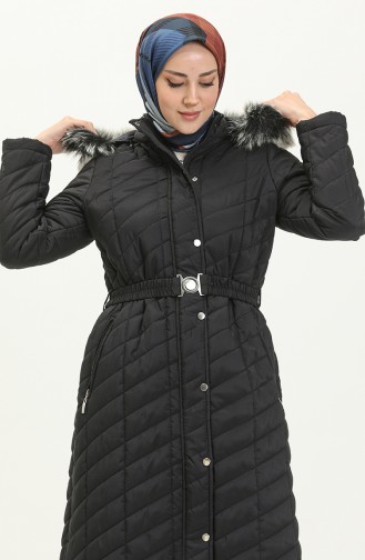 Belted Quilted Coat 505722A-02 Dark Blue 505722A-02