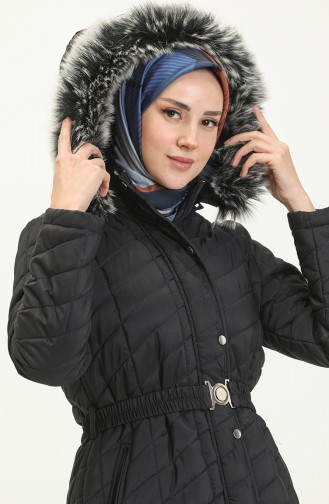 Belted Quilted Coat 505722A-02 Dark Blue 505722A-02