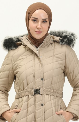 Belted Quilted Coat 505722A-03 Stone 505722A-03