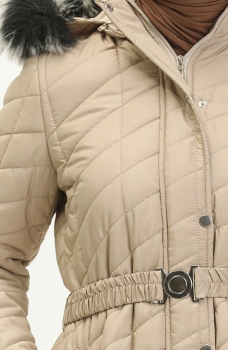 Belted Quilted Coat 505722A-03 Stone 505722A-03