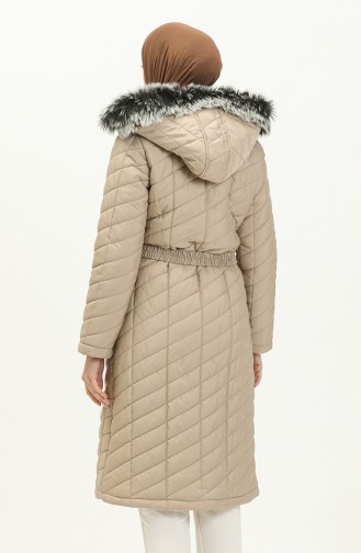 Belted Quilted Coat 505722A-03 Stone 505722A-03