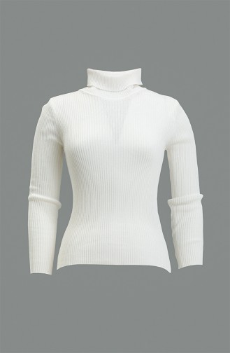 Kurzer Trikot Pullover mit Rollkragen 1089-01 Ekrü 1089-01