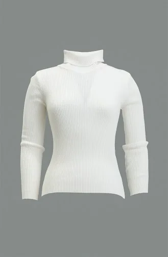Pull Court Tricot à Col Roulé 1089-01 Ecru 1089-01