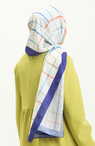 Modern Plaid Cotton Shawl M2581-01 Saxe 2581-01