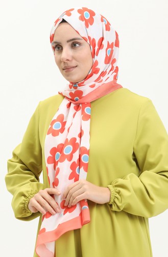 Flores Cotton Shawl M2582-01 Coral 2582-01