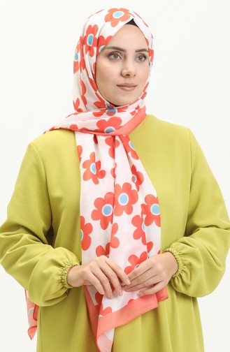 Flores Cotton Shawl M2582-01 Coral 2582-01