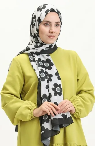 شال قطن بزهور M2582-03 أسود 2582-03