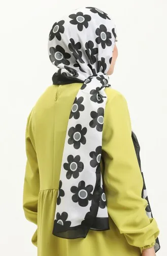 شال قطن بزهور M2582-03 أسود 2582-03