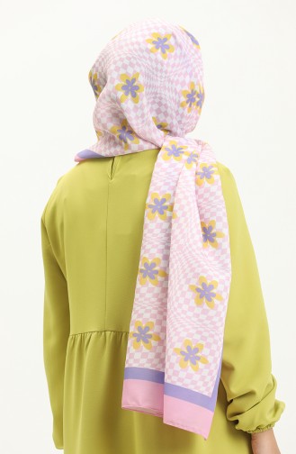 Checkered Cotton Shawl M2584-01 Pink 2584-01