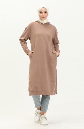 Hooded Sports Tunic 3007-24 Milk Coffee  3007-24