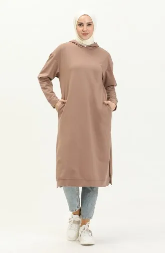 Hooded Sports Tunic 3007-24 Milk Coffee  3007-24
