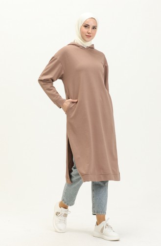 Hooded Sports Tunic 3007-24 Milk Coffee  3007-24