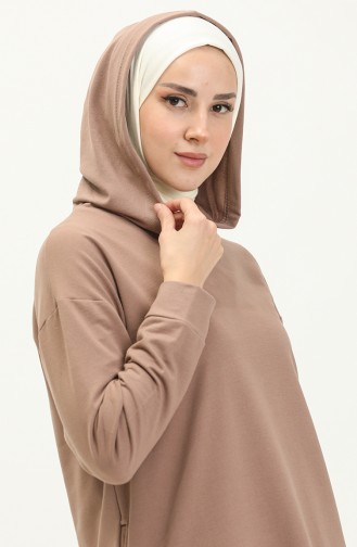 Hooded Sports Tunic 3007-24 Milk Coffee  3007-24