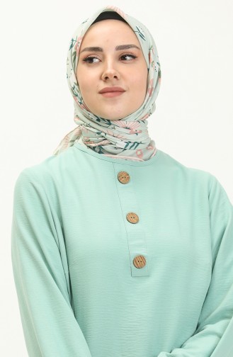 Button Detailed Elastic Sleeve Tunic 1841-01 Green 1841-01