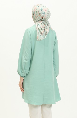 Button Detailed Elastic Sleeve Tunic 1841-01 Green 1841-01