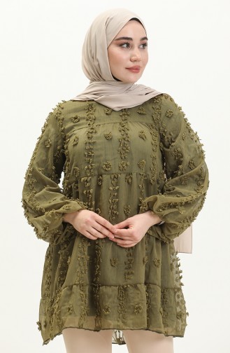 Pompom Detailed Tunic 5505-06 Khaki 5505-06