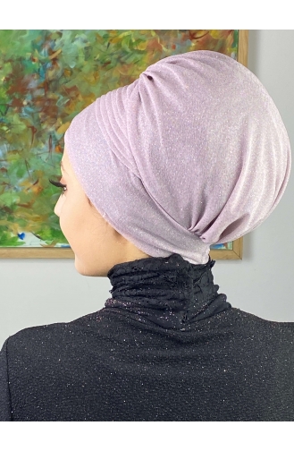 Saray Model Bonnet Extérieur Drapé Sur Le Côté Glitter 34ARA181222-13 Lilas Clair 34ARA181222-13