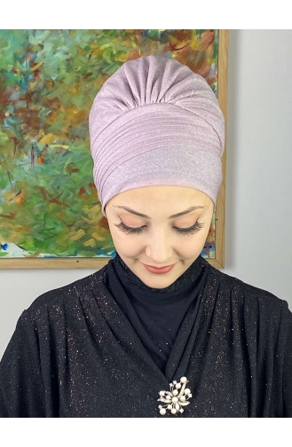 Saray Model Bonnet Extérieur Drapé Sur Le Côté Glitter 34ARA181222-13 Lilas Clair 34ARA181222-13