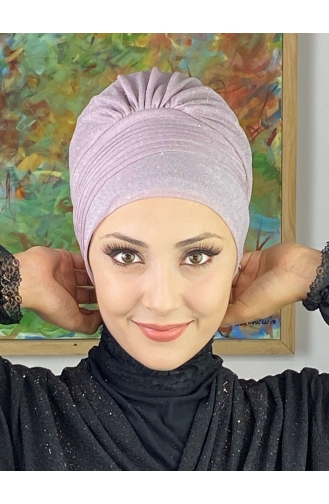 Saray Model Glitzernde Seitlich Drapierte Außenhaube 34ARA181222-13 Helllila 34ARA181222-13