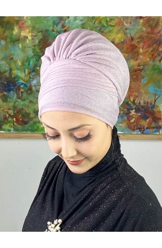 Saray Model Glitzernde Seitlich Drapierte Außenhaube 34ARA181222-13 Helllila 34ARA181222-13