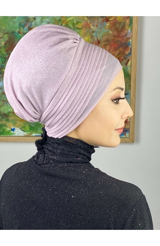 Saray Model Bonnet Extérieur Drapé Sur Le Côté Glitter 34ARA181222-13 Lilas Clair 34ARA181222-13