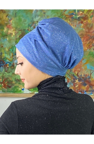 Saray Model Silvery Side Draped Outer Bonnet 34ARA181222-02 Indigo 34ARA181222-02