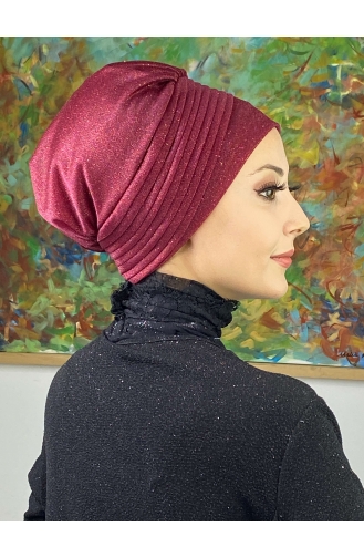 Saray Model Zilverachtige Zijdelings Gedrapeerde Buitenkap 34ARA181222-08 Claret Red 34ARA181222-08