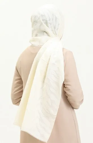Zebra Pattern Modern Jacquard Shawl M2665-03 Cream 2665-03