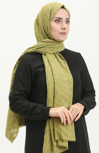 Jakar Modern Zebra Desen Şal M2665-04 Yağ Yeşili