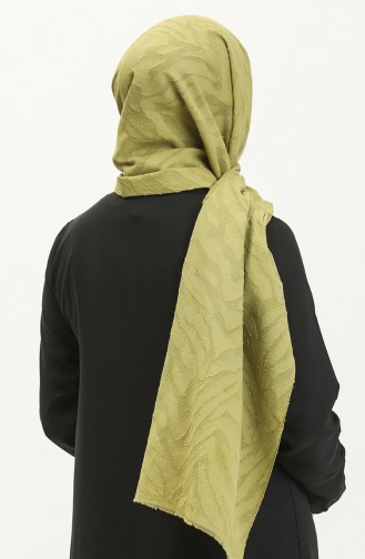 Jakar Modern Zebra Desen Şal M2665-04 Yağ Yeşili