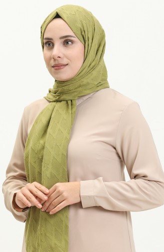 Jakar Serisi Baklava Desen Şal M2667-05 Yağ Yeşili