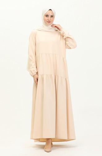 Gefälteltes Kleid 1840-07 Creme 1840-07