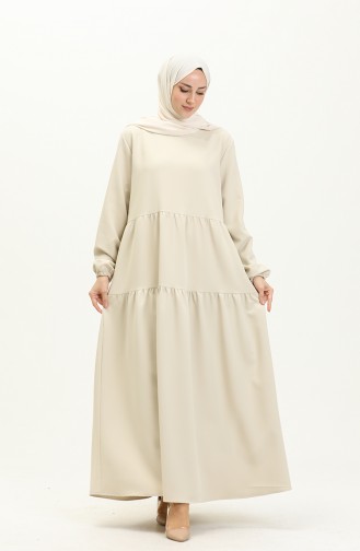 Shirred Dress 1840-10 Stone 1840-10