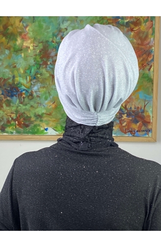 قلنسوة خارجية متلألئة موديل سلطان 20ARA181222-10 رمادي فضي 20ARA181222-10