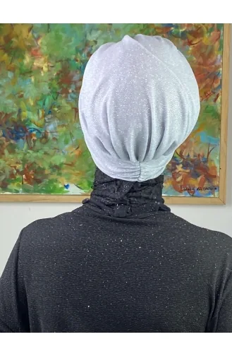 قلنسوة خارجية متلألئة موديل سلطان 20ARA181222-10 رمادي فضي 20ARA181222-10