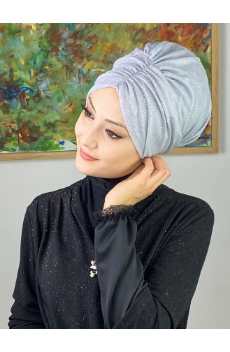 قلنسوة خارجية متلألئة موديل سلطان 20ARA181222-10 رمادي فضي 20ARA181222-10