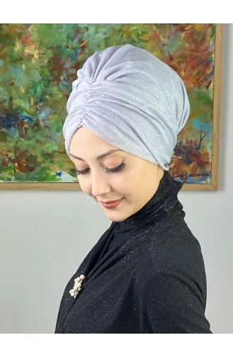 قلنسوة خارجية متلألئة موديل سلطان 20ARA181222-10 رمادي فضي 20ARA181222-10