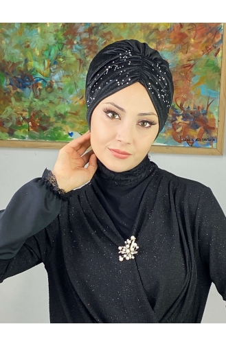 Sultan Model Glittered Gathered Outer Bonnet 20ARA181222-12 Black 20ARA181222-12