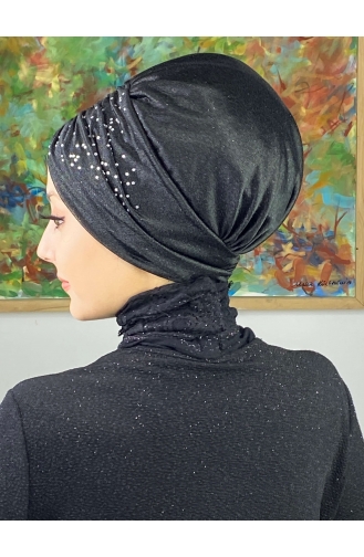 Sultan Model Glittered Gathered Outer Bonnet 20ARA181222-12 Black 20ARA181222-12