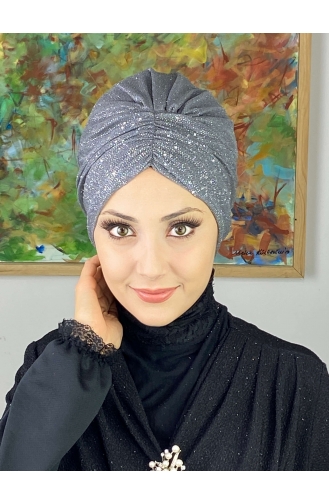 Sultan Model Glittered Gathered Outer Bonnet 20ARA181222-05 Gray 20ARA181222-05