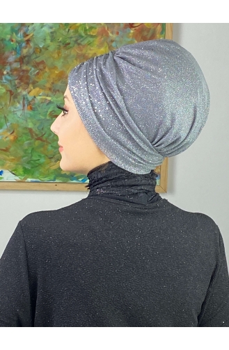 Sultan Model Glittered Gathered Outer Bonnet 20ARA181222-05 Gray 20ARA181222-05