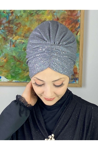 Sultan Model Glittered Gathered Outer Bonnet 20ARA181222-05 Gray 20ARA181222-05